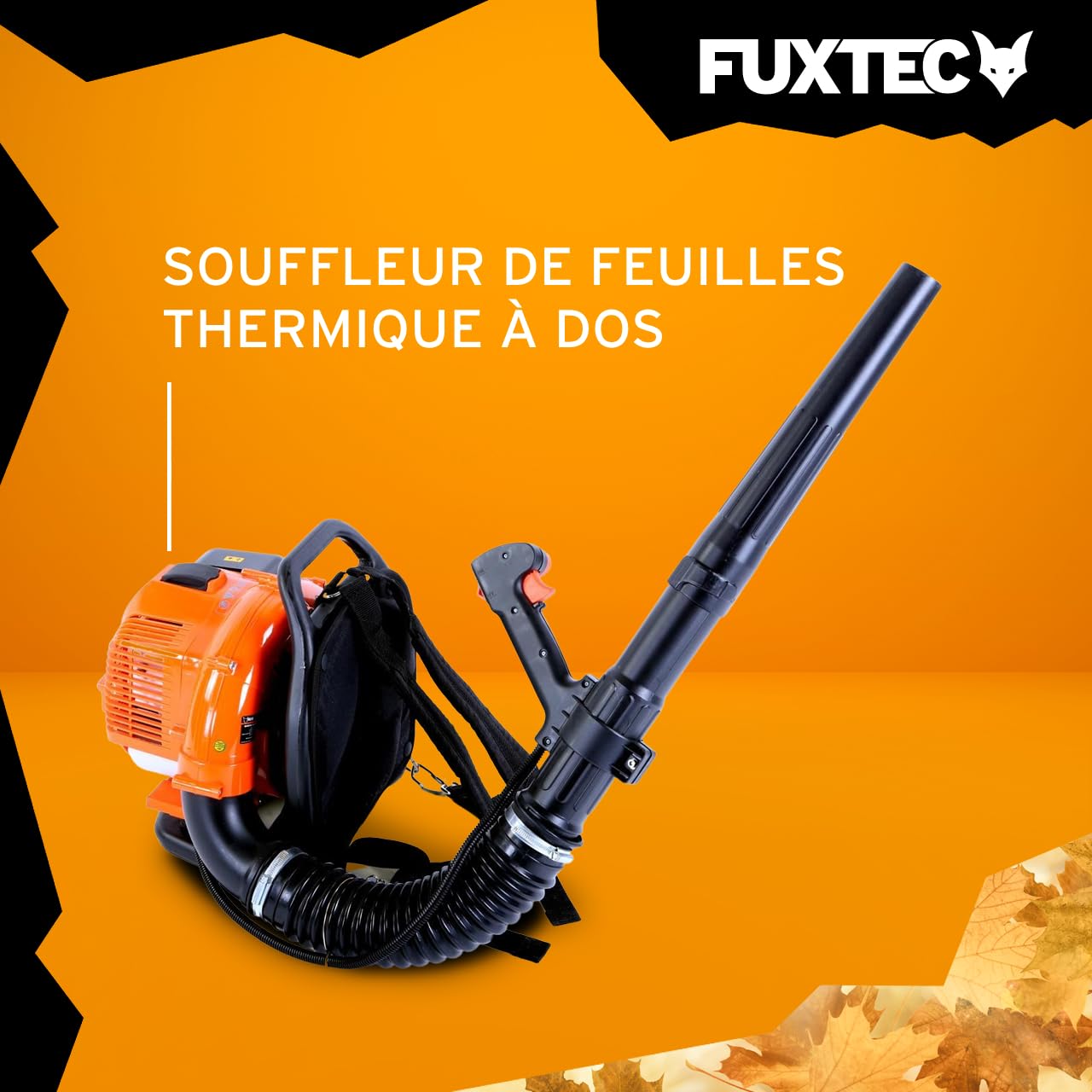 Souffleur À Dos Thermique FUXTEC FX-LB133T, 900W, 33cm3; Vitesse Soufflage 300 Km/h - pour Grandes Surfaces - Souffleur De Feuilles Portatif, Sac à Dos