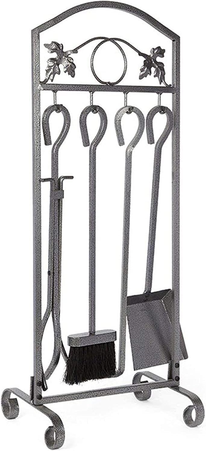 Set di attrezzi per caminetto 5 pezzi set di strumenti per camino con manico nero in ferro battuto grande set di attrezzi per fuoco camino e braciere esterno