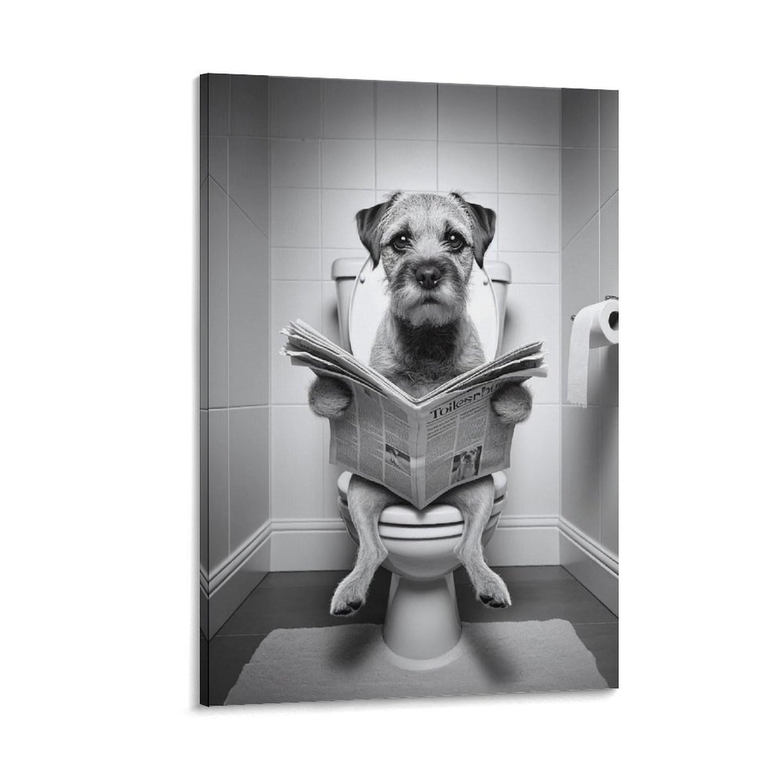 Gqvcjsw Border Terrier Funny Bathroom Decor Border Terrier, Funny Bathroom Decor Canvas Poster Bedroom Decor Landscape Office Room Decor Gift 08X12inch(20X30cm)