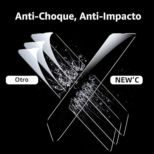 Miniatura 7 de NEW'C - Paquete de 3 protectores de pantalla para iPhone 14 Pro Max (6.7 pulgadas), vidrio templado de alta protección, compatible con fundas,