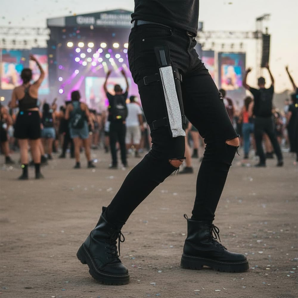 MiOYOOW Pokrowiec na wachlarz Rave, pokrowiec na wentylator Rave, odblaskowe składane etui z regulowanymi elastycznymi paskami do ćwiczeń tanecznych, festiwali i występów