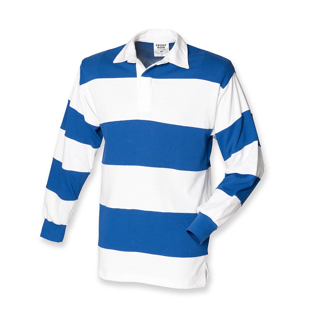 Front Row Sewn Stripe Rugby Shirt : Color White : Size XL