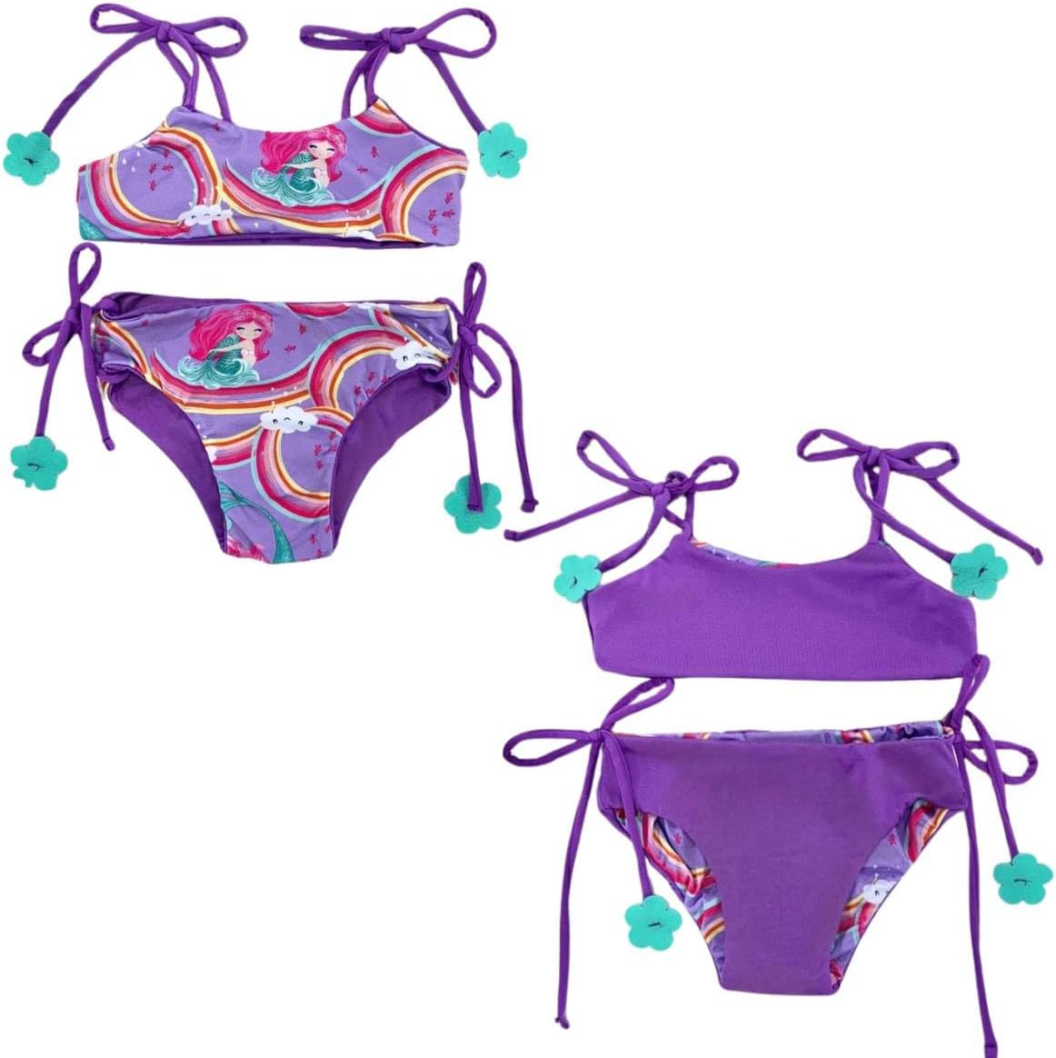 Biquíni Dupla Face Infantil Menina Praia Piscina Lacinho