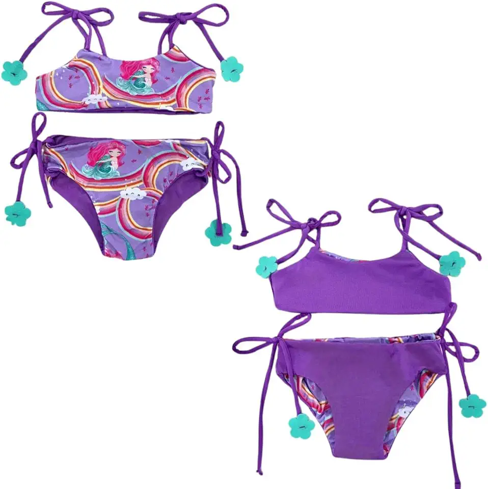 Biquíni Dupla Face Infantil Menina Praia Piscina Lacinho