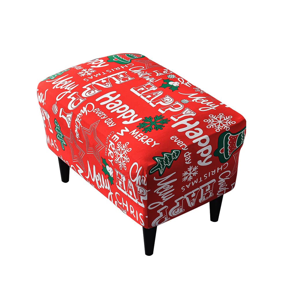 Highdi Ottoman Cover Rectangle Polyester Spandex, Stretch Footstool Slipcover, Stool Protector Cover with Elastic Bottom, Dustproof Removable Washable Footrest Pouffe Covers