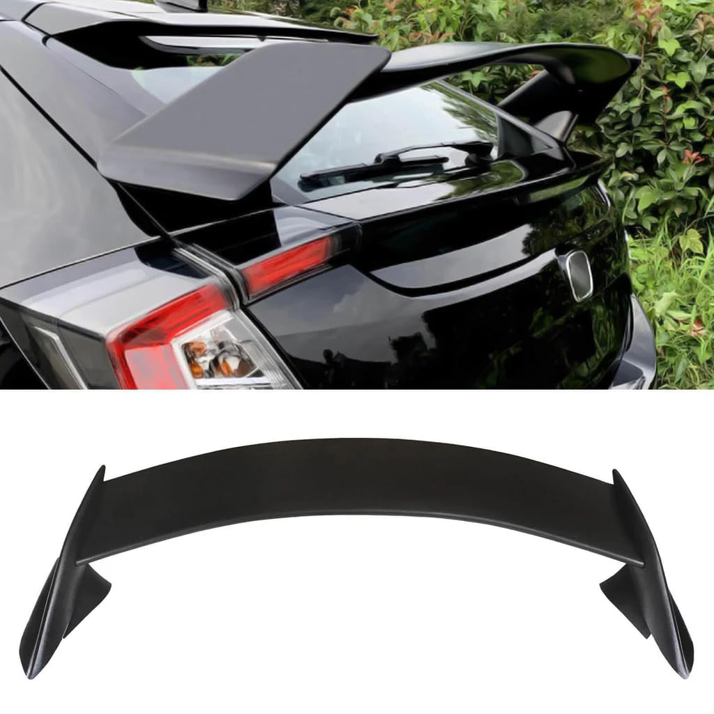 YOUNGERCAR Rear Spoiler for Compatible With 2016-2021 10th Honda Civic Hatchback Gloss Black ABS Trunk Wing Type R Style