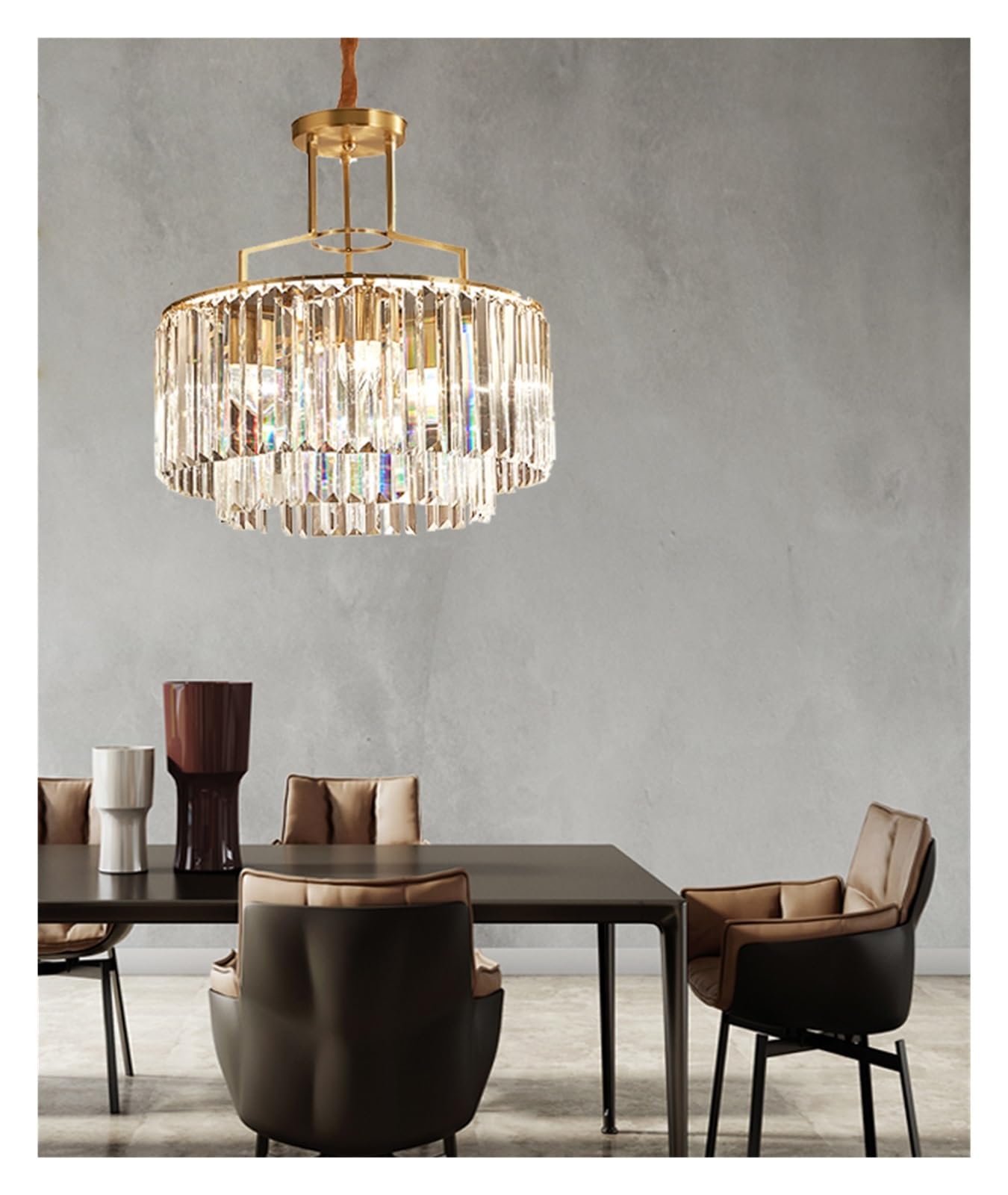 ASerZenith Clear Crystal Copper Luxury Pendant Lights Led Lustres European Hanging Lamps For Ceiling Home Decoration For Living Room Decor(Warm Light-78Cm)