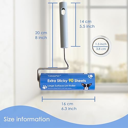 Miniatura 2 de YabeePet Rodillo de pelusa de superficie grande, removedor de pelo de mascotas de mango largo, diseñado para eliminar el pelo de mascotas, perros y