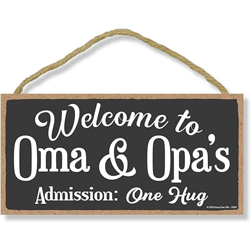Honey Dew Gifts Welcome Wooden Hanging Signs, Welcome to Oma and Opa's, Welcome Home Signs for House, 5 inch by 10 inch Welcome Sign, Wall Art, Home Decor, 76050