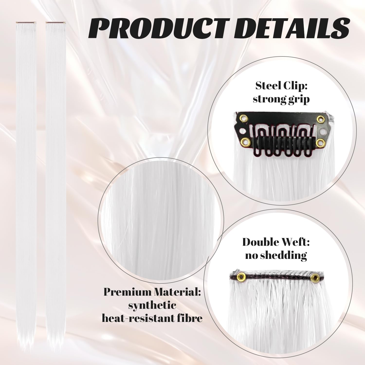 10 Pcs Hair Extensions, White, 22 inch - Image 3