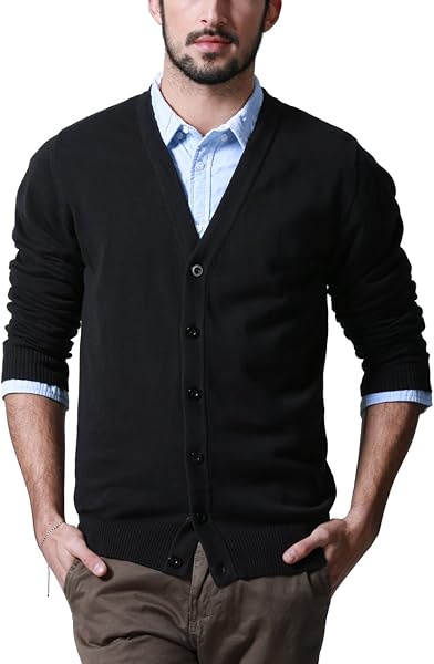 Match メンズ Vネックカーディガン 綿100%