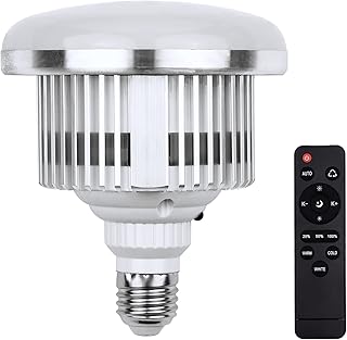85W LED Light Bulb 3000K-6500K Photography Lamp Bulb Energy-Saving Adjustable Brightness E27 Mount with Remote Control for Photography Studio Home Warehouse Office Hotel