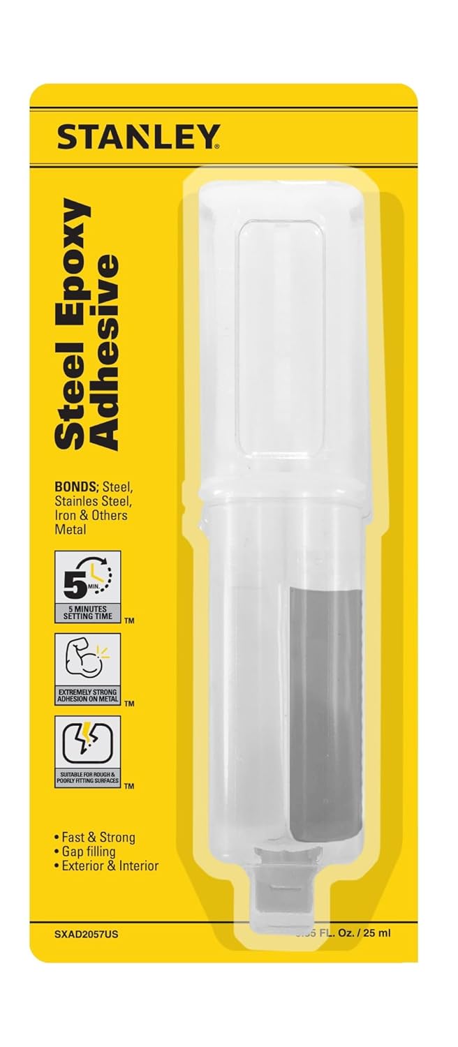 STANLEY Fast-Setting Epoxy Glue - Two-Part Epoxy Adhesive, 5 Minute Cure Time, Fast Bonding for Wood, Glass, Metal and More - 0.85 oz - 12 Pack