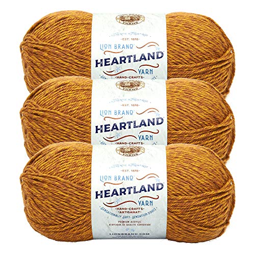 Image of Lion Brand Yarn Heartland Yarn, Worsted-Weight Yarn for Knitting, Crocheting, and Crafting, 3 Pack, Bryce Canyon