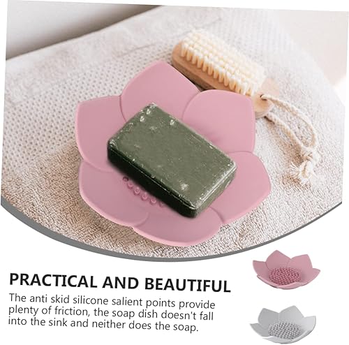 Miniatura 2 de GLSTOY 2pcs Flower Soap Box Metal Serving Tray Silicone Tray Travel Tray Sponge Holder Tray Bathroom Shower Tray Kitchen Sink Sponge Dish Silica Gel