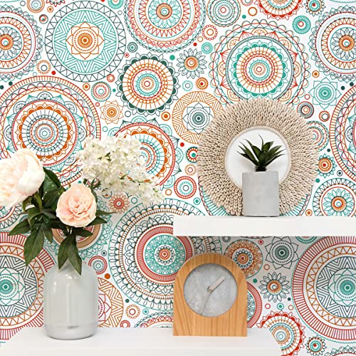 Wudnaye Boho Wallpaper Peel And Stick Wallpaper Boho Contact Paper For Cabinets 17.7 Inch × 118 Inch Colorful Removable Contact Paper Classroom Wallapepr Self Adhesive Decorative Wall Paper Vinyl #TOP2