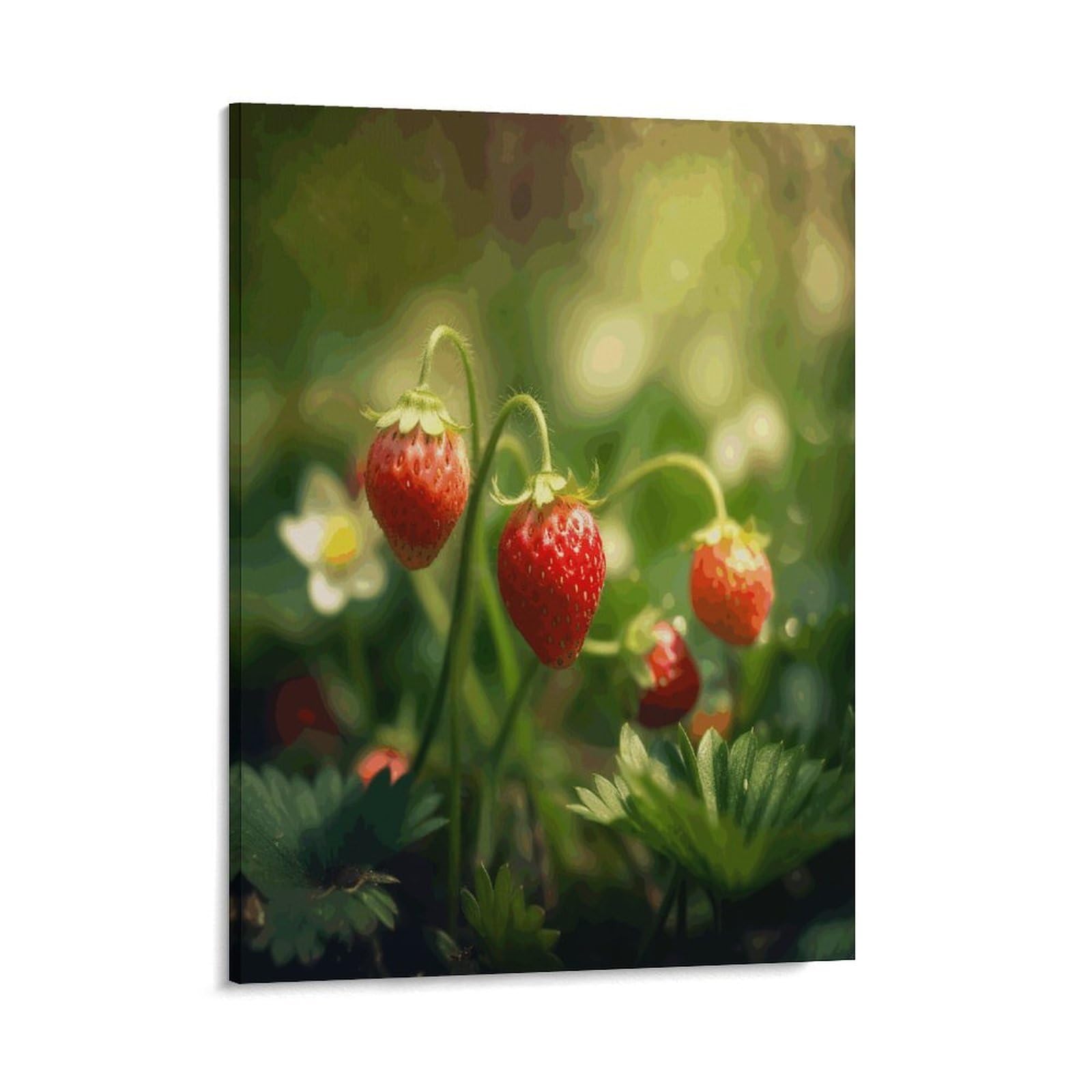 Adfgyerh Style Strawberries On The Grass Wall Art Framed,Canvas Prints Ready To Hang Home Decor,Canvas Wall Art For Living Room Hallway Office Wall Decor 08X10inch(20X25cm)
