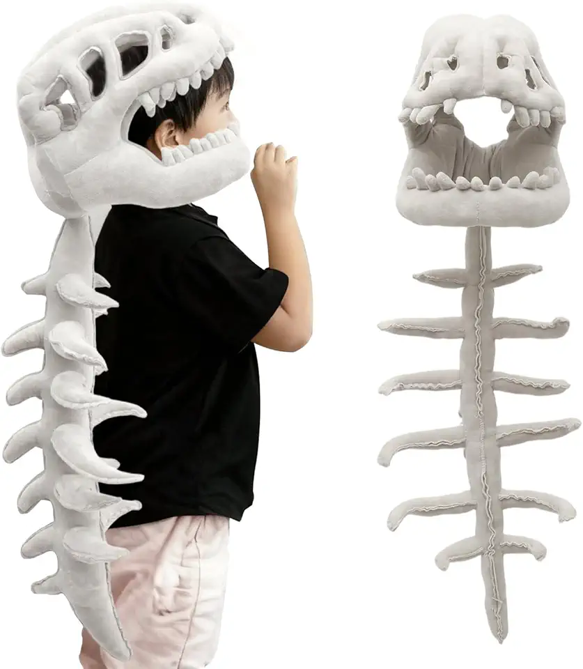 Fantasia de esqueleto de dinossauro, pelúcia de esqueleto de dinossauro usável, roupa de dinossauro realista, espinossauro 3D, cosplay de Halloween