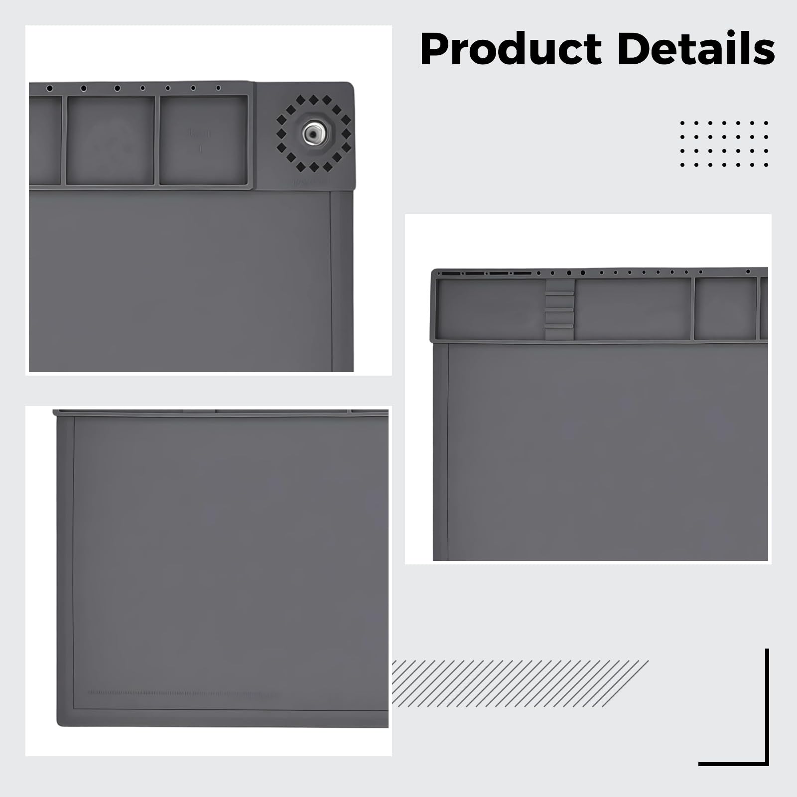 Silikonmatte, antistatisch, 46 x 31 cm, hitzebeständige ESD sichere Elektronikarbeitsmatte mit starker Haftkraft und Ablagezonen, für Computer, Handy und Laptop Reparatur
