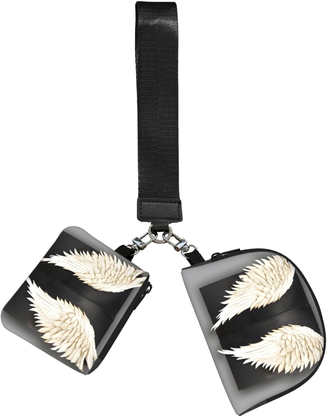 Angel Feathers Print Zipper Pouch Mini Makeup Bag For Purse Lipstick Cosmetic Travel Make Up Organizer For Women