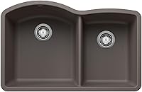 Vista 9 de BLANCO, Anthracite 440179 DIAMOND SILGRANIT 60/40 - Fregadero de cocina con doble cuenco con división baja, 32 x 21 pulgadas