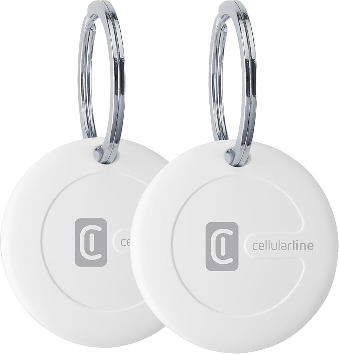 Cellularline TRACY - Localizador de objetos compatible con Apple iOS Find My - Batería reemplazable (Duración 1 año) - Resistente al polvo y al agua hasta 1m de profundidad - Pack con 2 TRACY - Blanco en oferta en Amazon