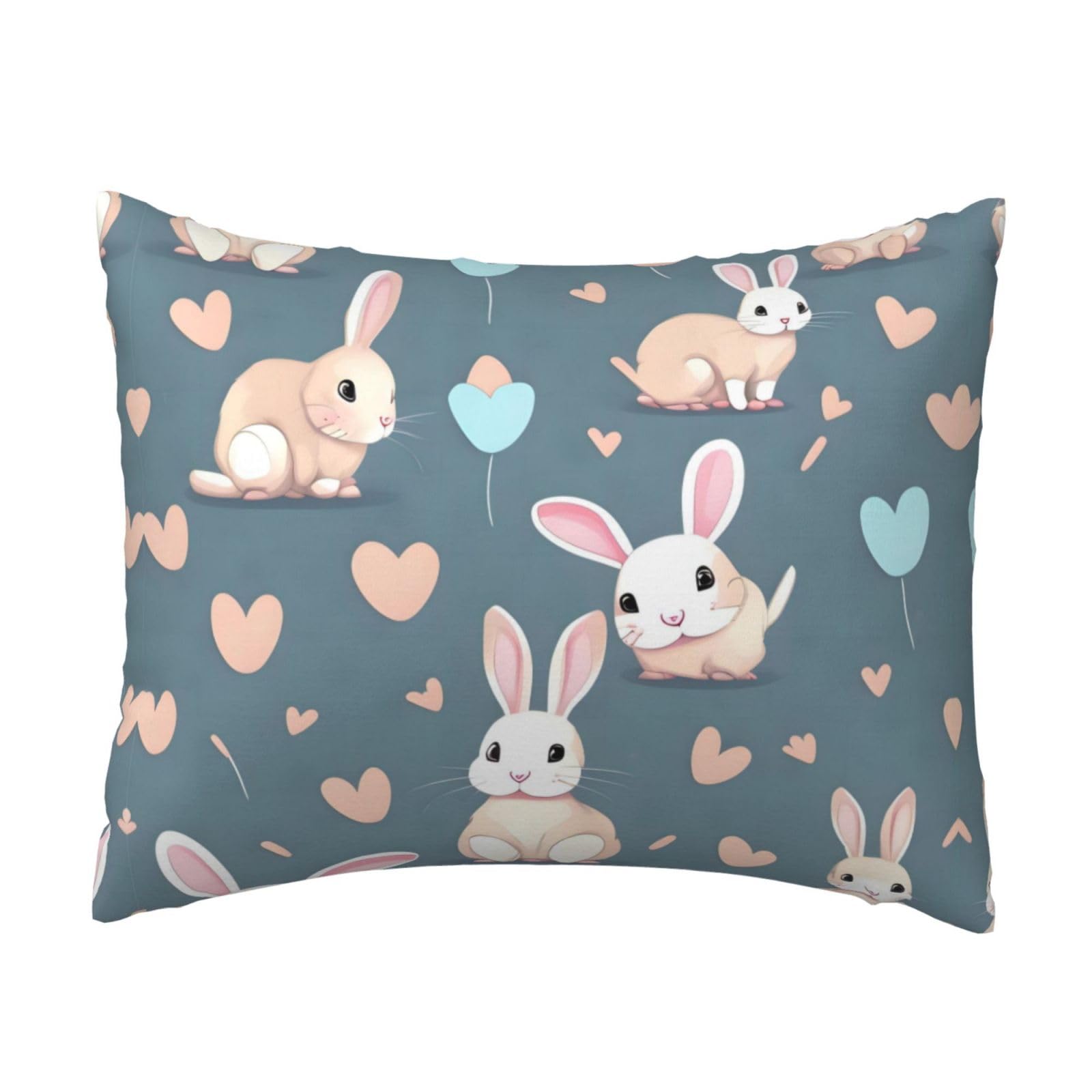 WBQLSL Cartoon Cute Bunny Printed Pillowcase - 16 * 20 inches, Invisible Zipper, Breathable and Soft Pillowcase,