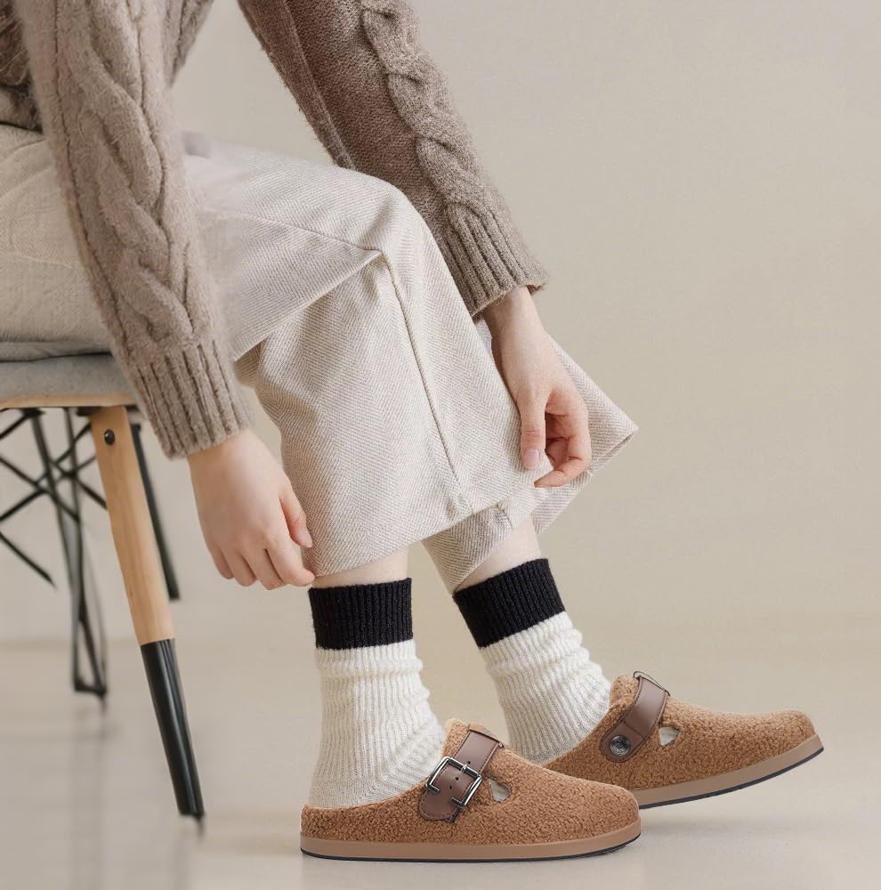 Sisttke Pantofole Invernali Donna Uomo Pelliccia Zoccoli e Sabot Calde | Comode,antiscivolo,Pelose Ciabatte,Scarpe da Giardino,interno ed esterno