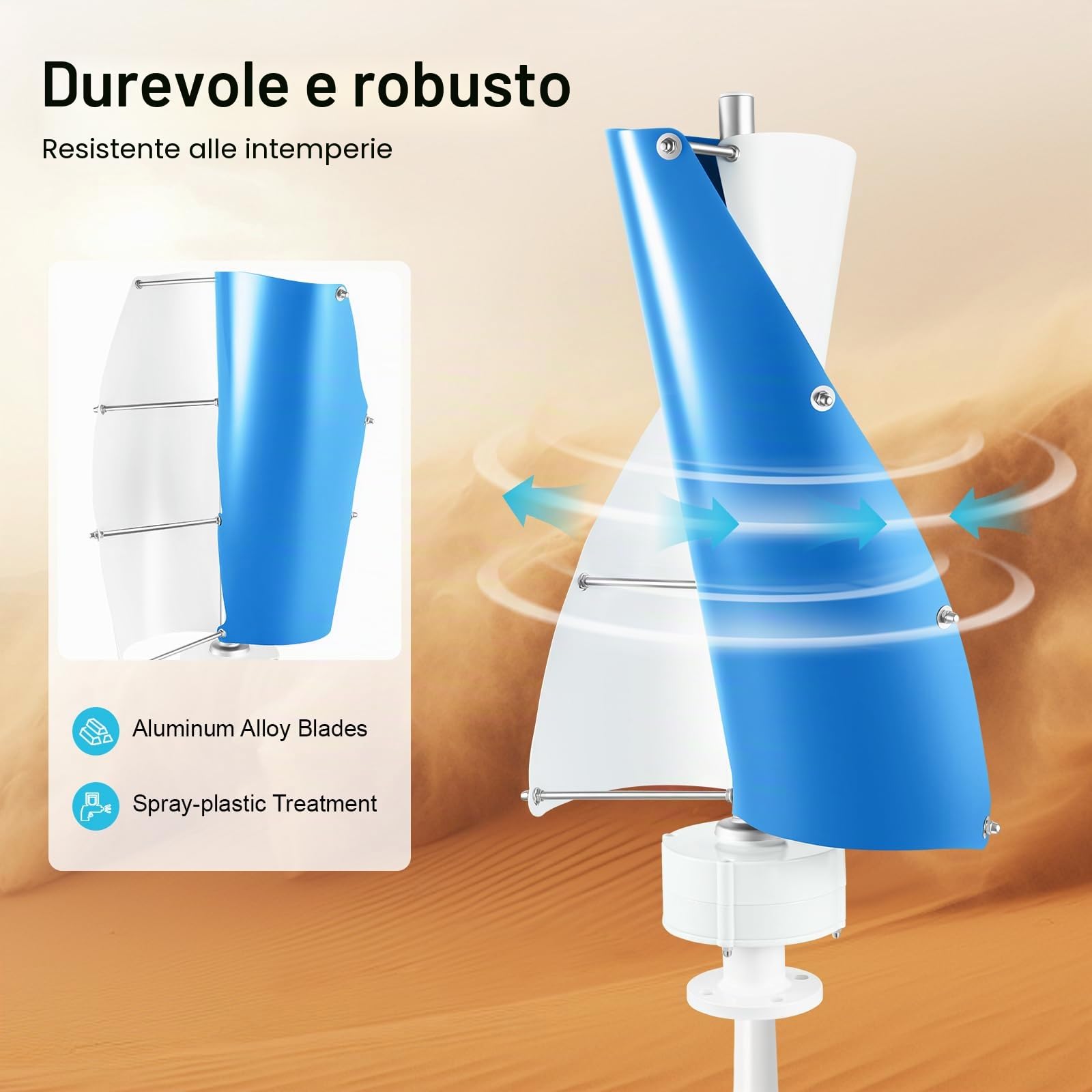 Generatore eolico verticale, 100 W, turbine eoliche con centralina, generatore di turbine eoliche per casa, affari e alimentazione industriale, silenzioso