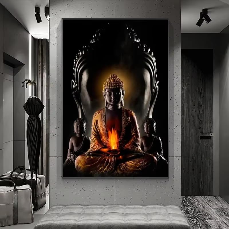 Tableau abstrait Bouddha doré 40x60 cm impression sur toile - 2