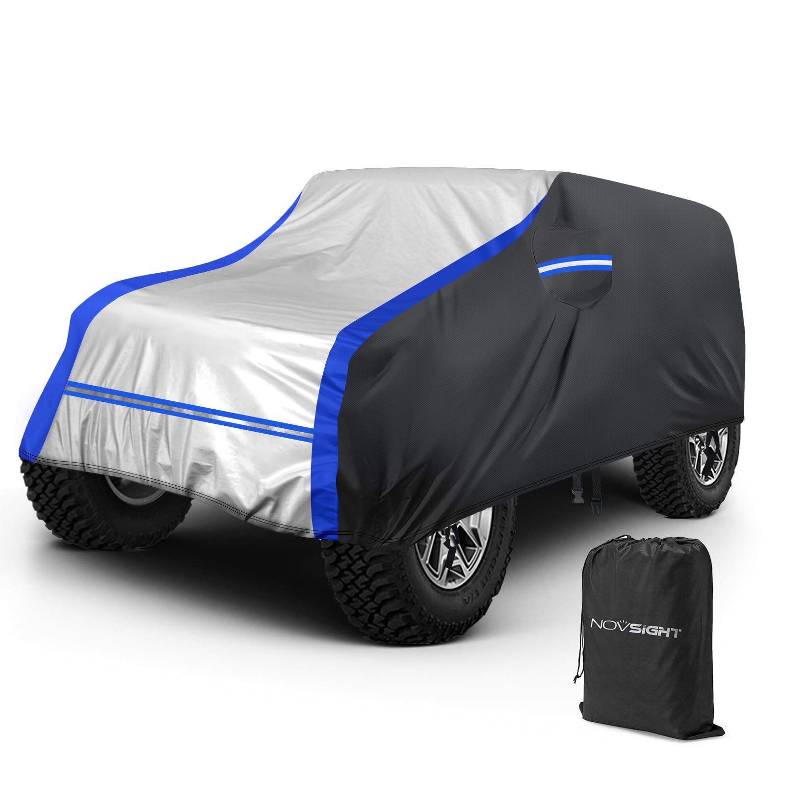 NOVSIGHT Car Cover for Jeep Wrangler 2 Door 2007 2025 JK JKU JL JLU Waterproof All Weather Outdoor