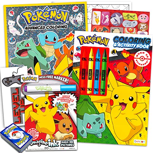 Pokemon Coloring Book Super Set for Kids - Bundle with 3 Pokemon Activity Books with Stickers, Games, Puzzles, More | Pokemon Gifts for Boys