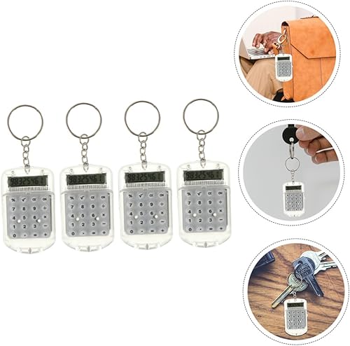 Miniatura 6 de NUOBESTY 4pcs Calculadora Llavero Mini Calculadora Básica Cuatro Funciones Material Portátil Estudiante