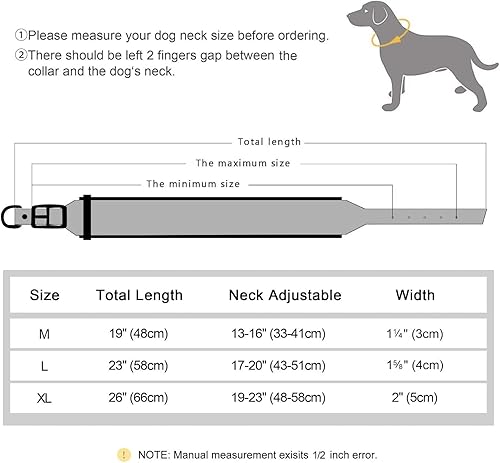 Miniatura 6 de Didog Collares de perro personalizados y acolchados suaves, collar ancho de cuero para perro con placa de nombre, collar de perro ajustable