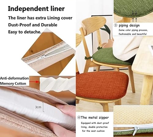 Miniatura 3 de ETULLE Cojines de silla para sillas de comedor paquete de 246 almohadillas gruesas para sillas con lazos antideslizantes en forma de U 161 x 169in