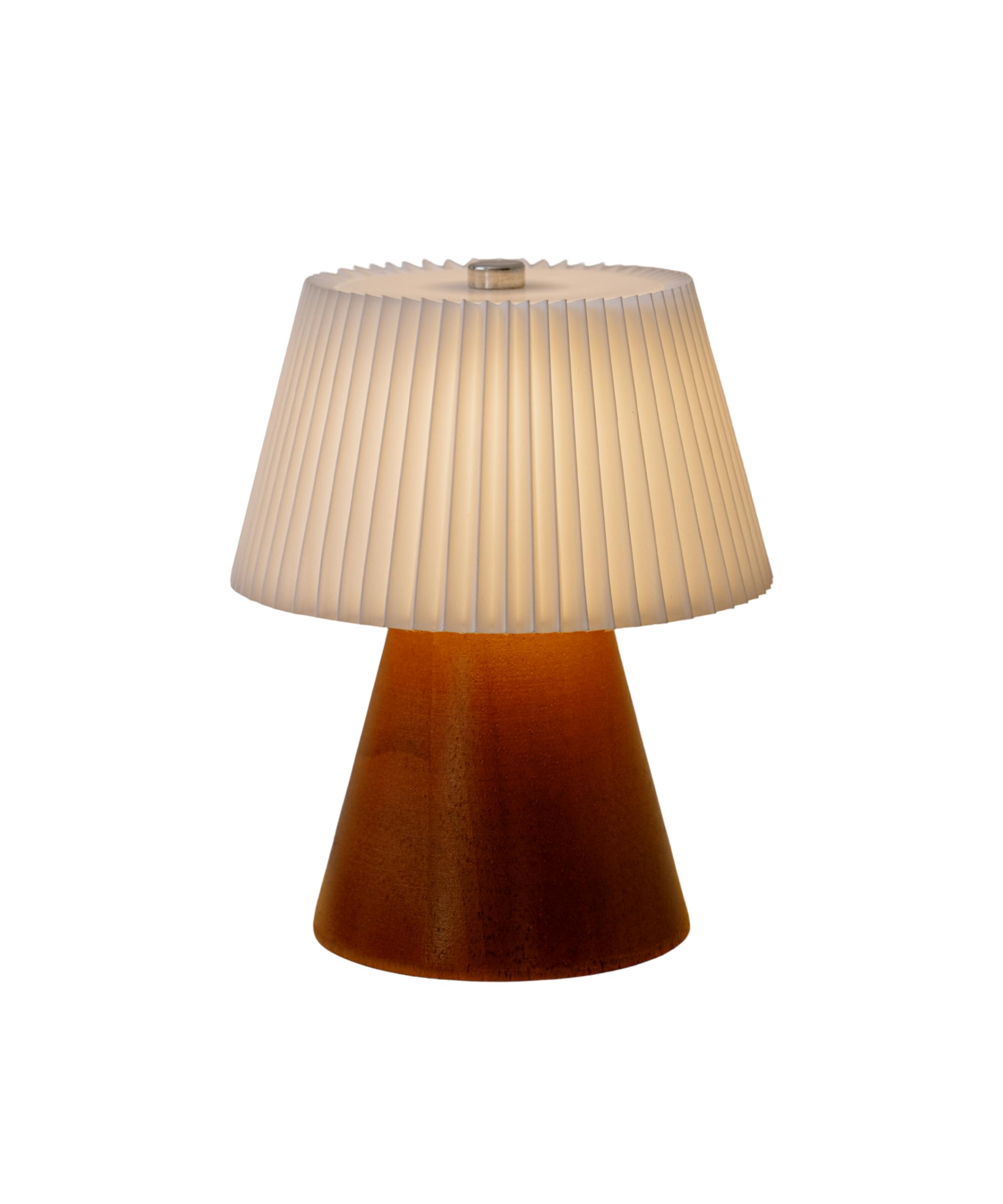 MELETΔ Pleated Shade LED Table Lamp β Battery-Operated, Warm White Light β Cordless Bedside or Desk Lamp, Decorative Lighting for Bedroom, Living Room, Dining Table β Aesthetic Gift (White)