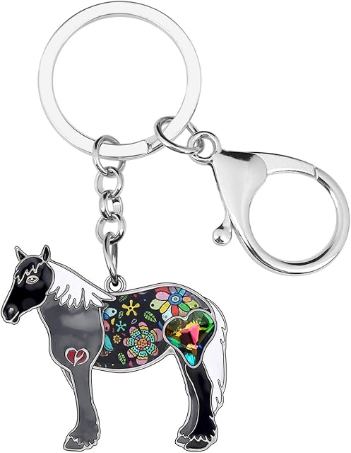 NEWEI Enamel Pony Horse Keychain Cute Keyrings for Women Girls Purse Bag Charm