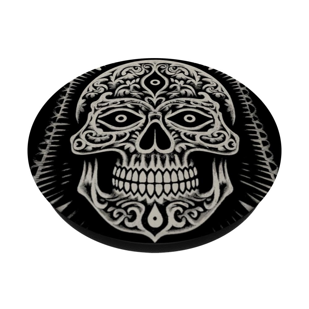 Decorative Skull With 3rd Eye PopSockets Swappable PopGrip, Black - Image 2