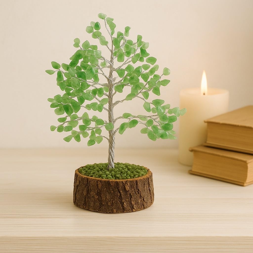 Whitewhale Green Aventurine Stone Tree Reiki Healing Crystal Gems Spiritual Feng Shui Vastu Table Decor-image-16