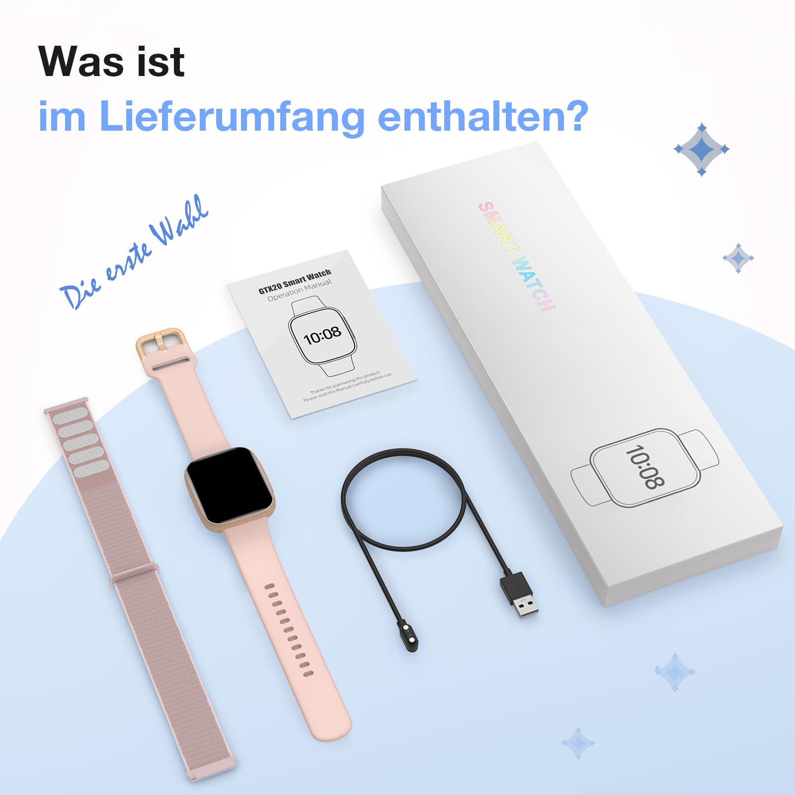 Smartwatch Damen Herren, 1,85″ AMOLED Touchscreen, Fitness Tracker mit Bluetooth Anrufen & KI, Herzfrequenz, SpO2, Schlaf- & Frauenzyklus-Tracking, 100+ Sportmodi, 3ATM Wasserdicht für iOS & Android