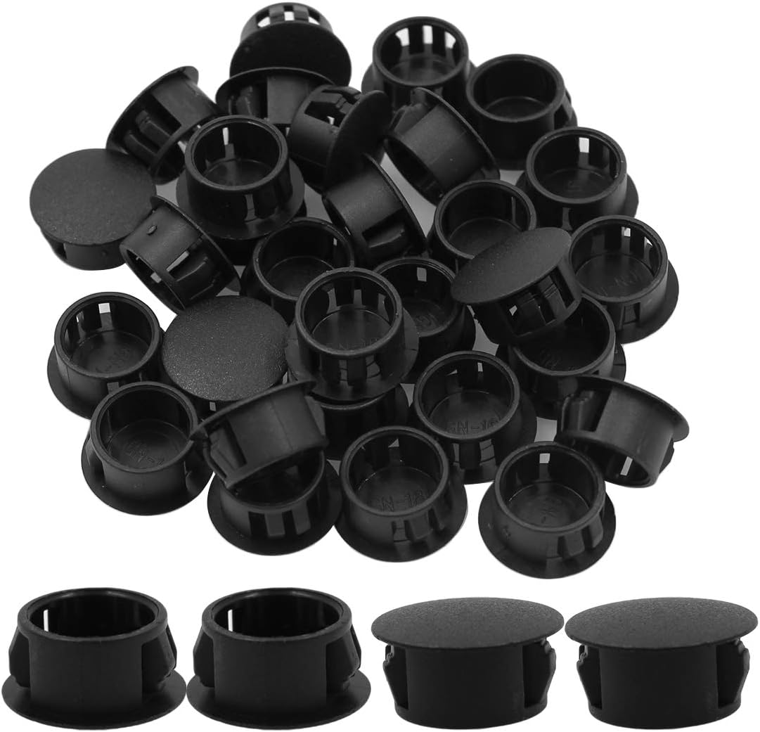 Zorfeter 30 Pcs Black Hole Plugs 16mm (5/8 inch) Plastic Panel Plugs Hole Plugs Post Pipe Insert End Caps - - 