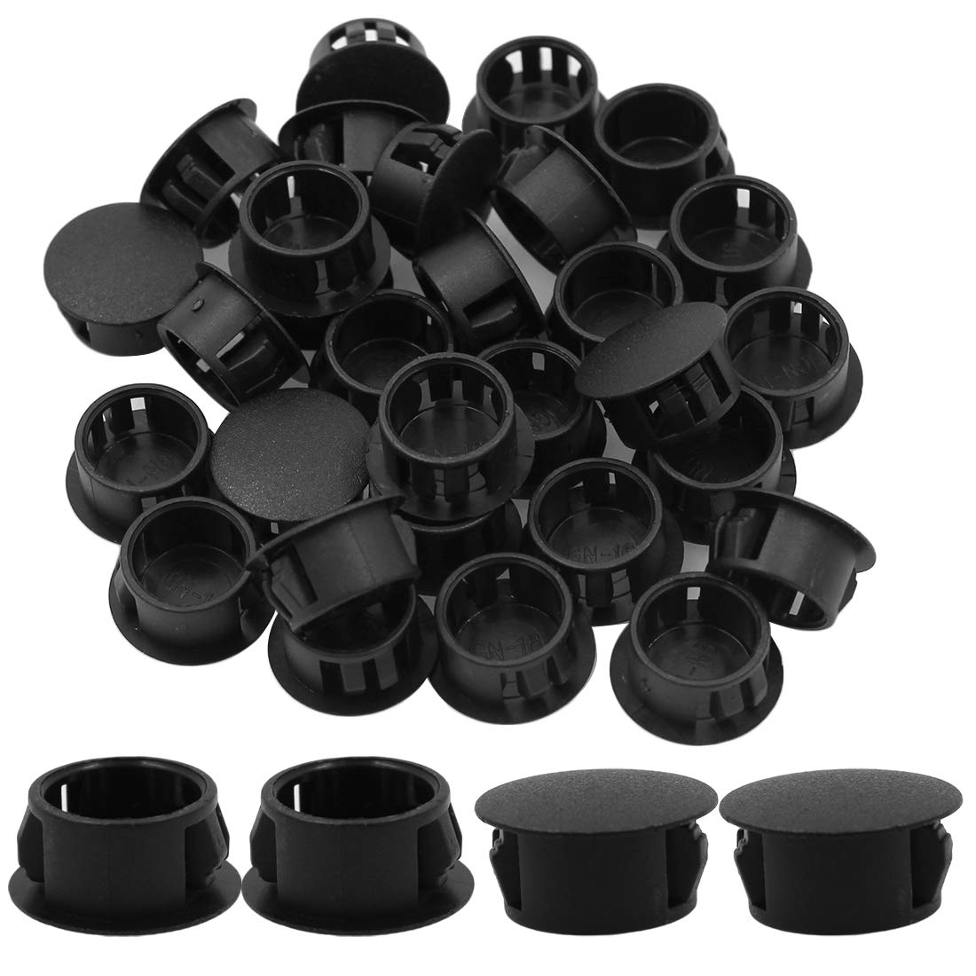 Zorfeter 30 Pcs Black Hole Plugs 16mm (5/8 inch) Flush Type Panel Plastic Plugs, Furniture Fencing Post Pipe Insert End Caps