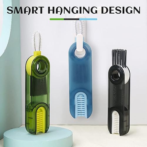 Miniatura 5 de Juego de 6 cepillos de limpieza multifuncionales 3 en 1 juego de cepillos de limpieza de tapa 3 en 1 taza herramientas de limpieza multifuncionales