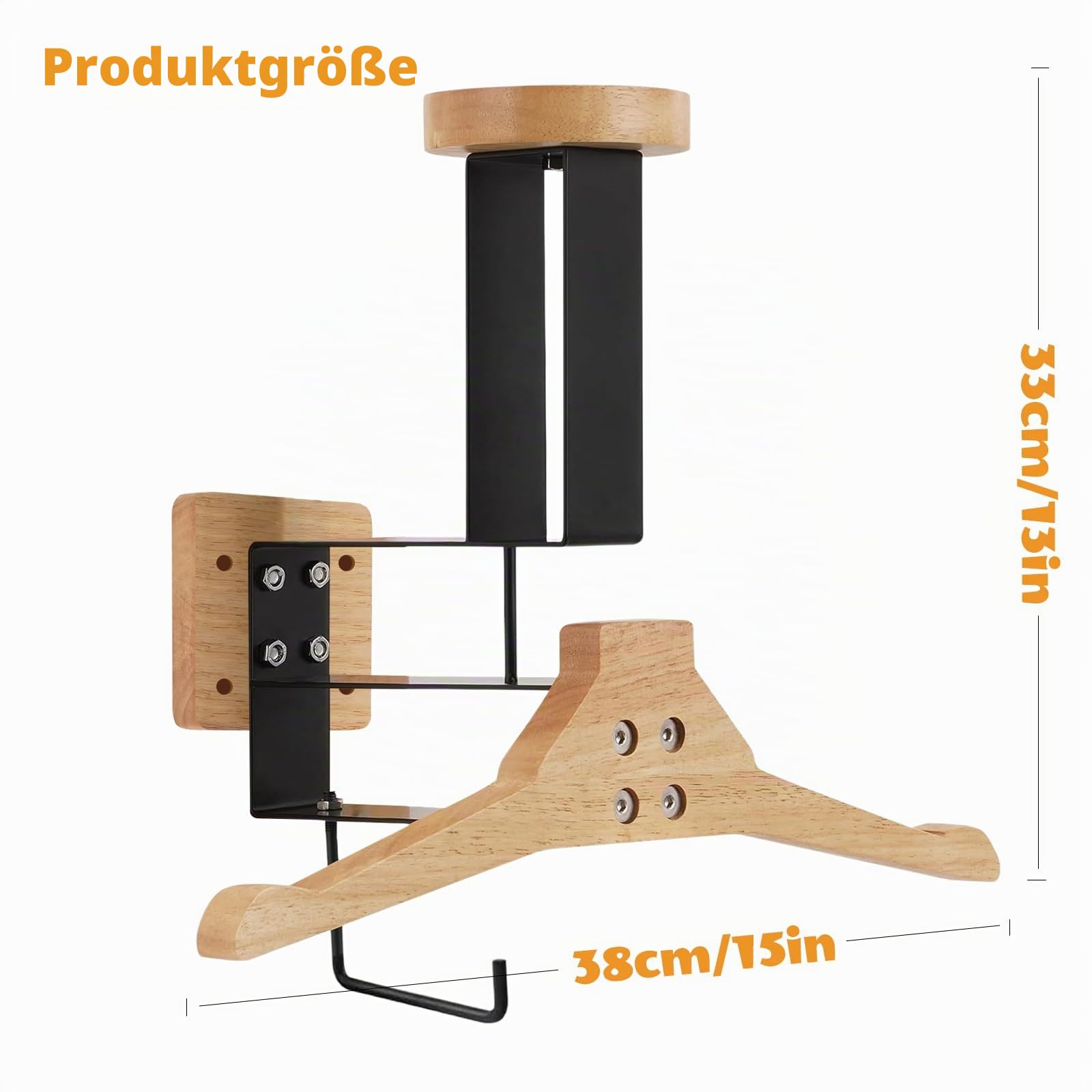 PORFOYO Helmhalterung Wand, Motorradhelm Halterung, Tactical Gear Wandhalterung aus Metall und Holz, Motorrad Garderobe, Helmhalter Wand zur Aufbewahrung von Helmen, Taktische und Schlüsseln