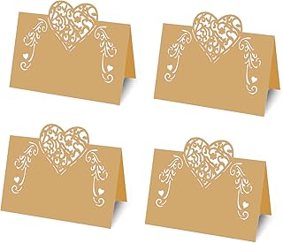 Love Heart Place Cards, Table Setting Name Cards Table Heart Name Place Cards Heart-Shaped Table Name Card for Weddings Party Decoration 50PCS Gold