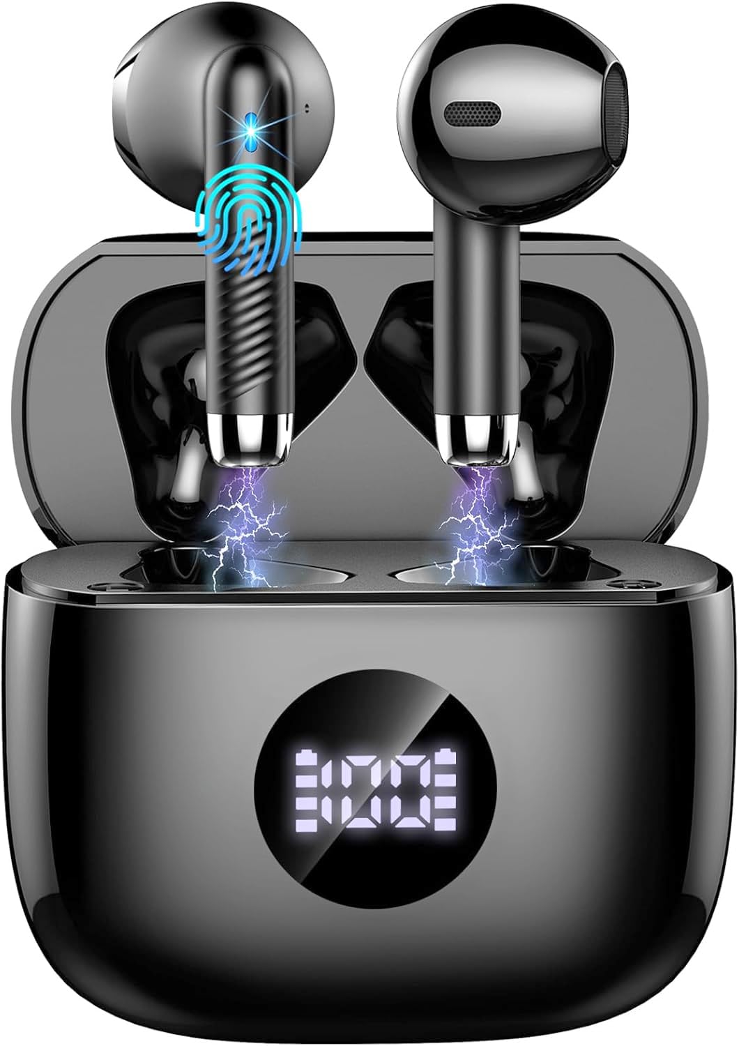 Wireless Earbuds, Bluetooth 5.4 Headphones HiFi Stereo, 2025 Wireless Earphones with 4 ENC Noise Cancelling Mics, 40H Playtime Ear Buds with LED Display, IP7 Waterproof Bluetooth Earbuds USB-C Charge