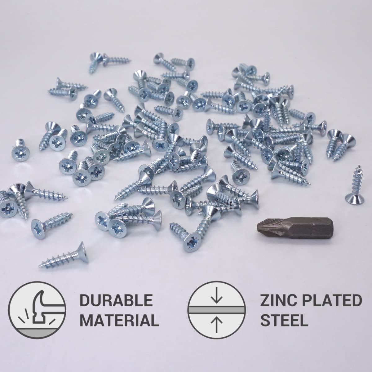 SKIR'CO (Pack of 500 pcs) Zinc Plated Steel 3.5 x 15 mm Silver Wood Screws, Pozidriv Countersunk Head, Chipboard Screws - Image 3