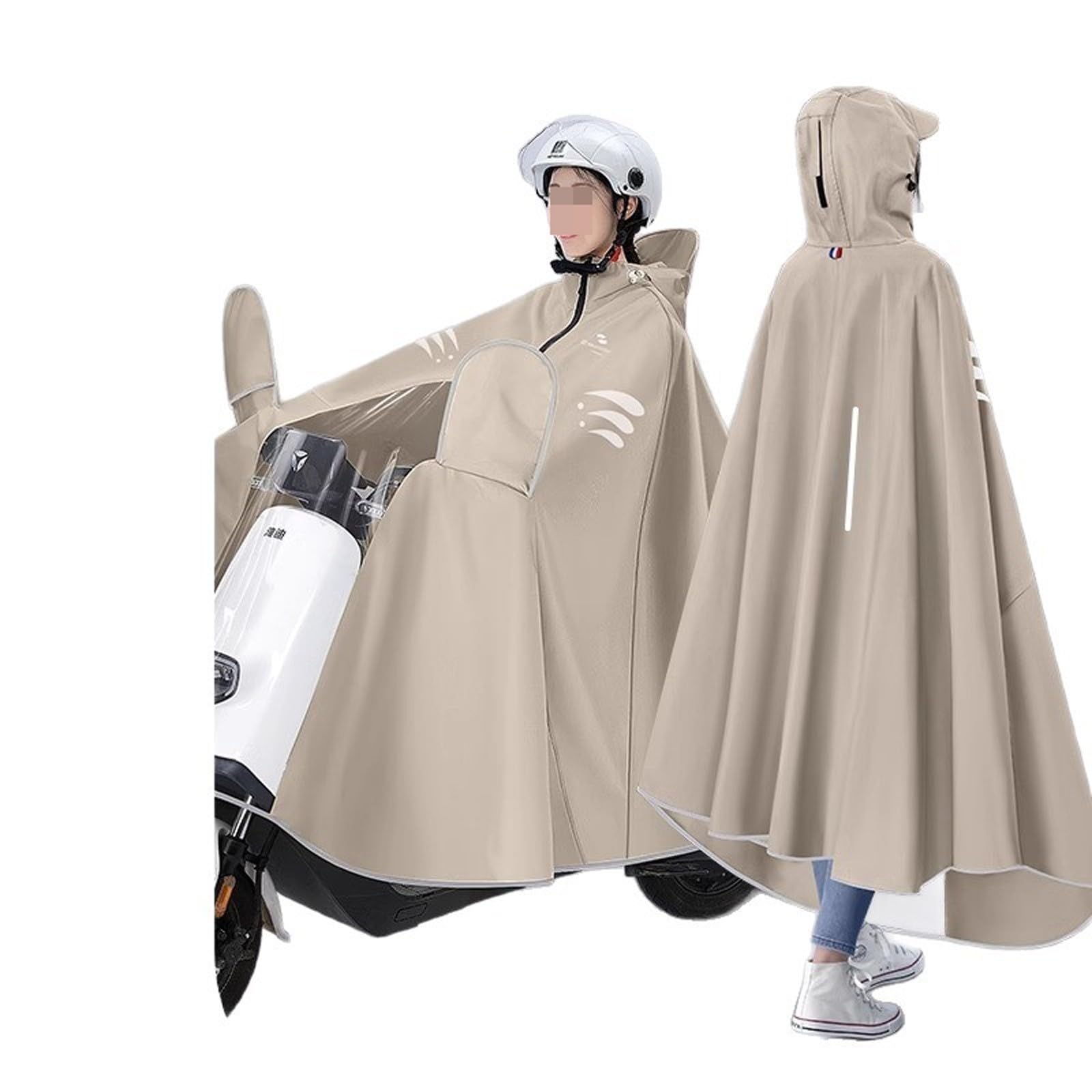 Poncho Allongé pour Moto, ImperméAble de Moto, Protection Pluie Compacte pour VéLo ÉLectrique Femme(Coffee,5XL)