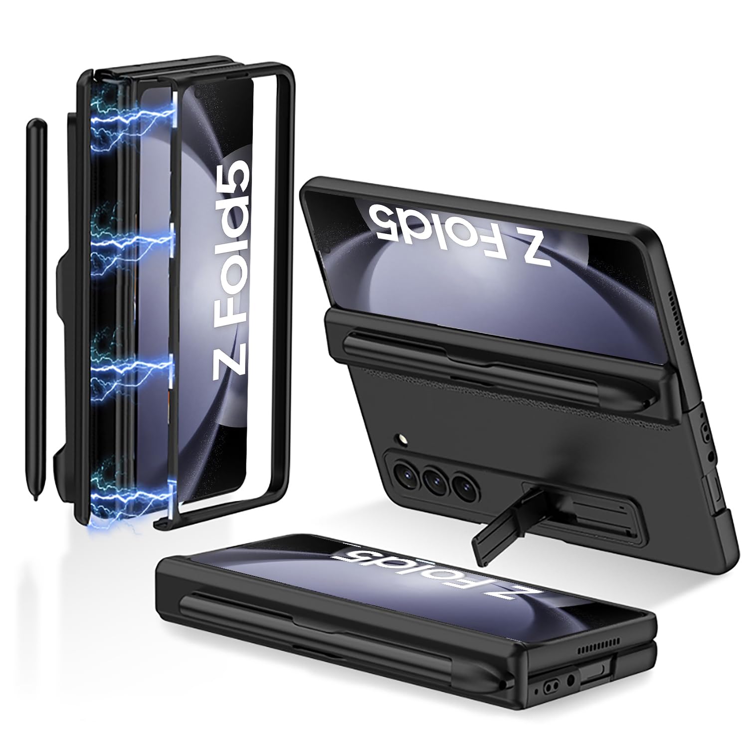 Kapa Magnetic Hinge Case for Samsung Galaxy Z Fold 5 | Inbuilt S-Pen Holder Stand Hybrid Back Cover (Black) (B0CNJR9GZ4) Amazon Price History, Amazon Price Tracker