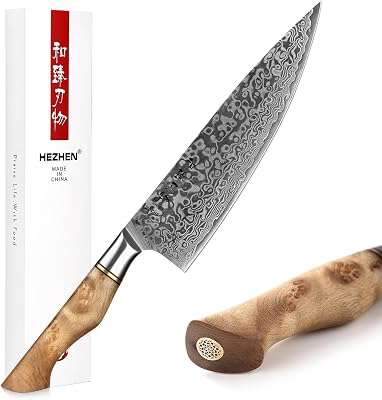 HEZHEN cuchillo de Chef profesional de acero de Damasco